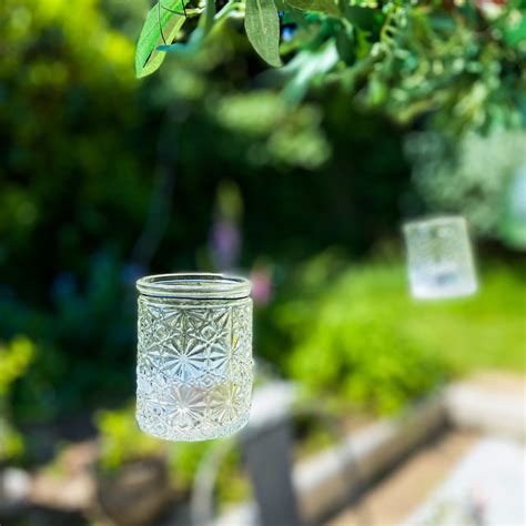 Hanging Textured Glass Tea Light Holders Set Of 2 Burrowandnest