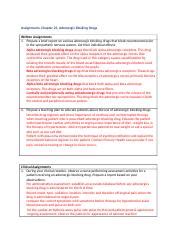 Cha25assignment Docx Assignments Chapter 25 Adrenergic Blocking Drugs