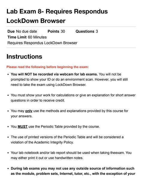 SOLUTION Lab Exam 8 Requires Respondus Lockdown Browser General