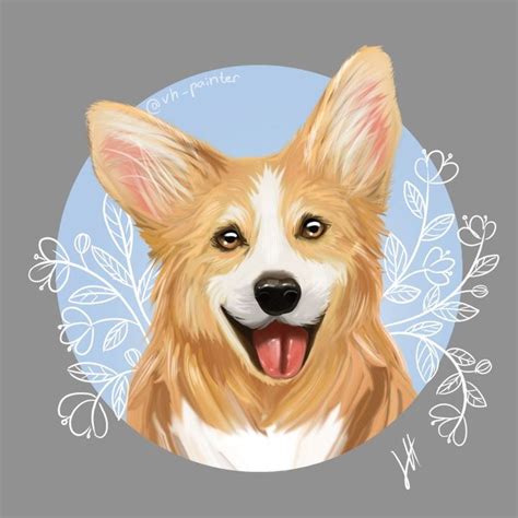 Портрет Корги | Портрет, Цифровой портрет, Корги