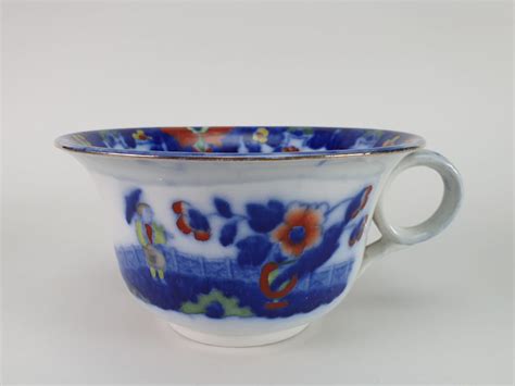 Antique Pekin Oversized Flow Blue Cup And Saucer Royal Staffordshire Mist Antiques