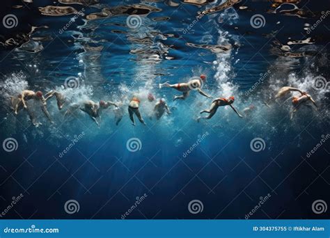 A Lively Group Of People Enjoying A Refreshing Swim In The Serene