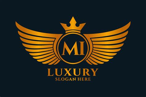 Luxury royal wing Letter MI crest Gold color Logo vector, Victory logo ...