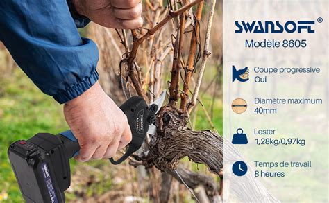 Swansoft Secateur Electrique Sans Fil Avec C Ble D Extension