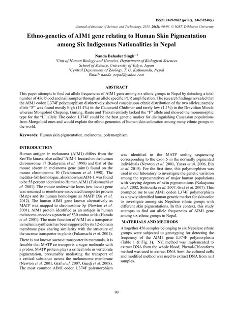 Ethno Genetics Of Aim Gene Relating To Human Skin Pigmentation Among