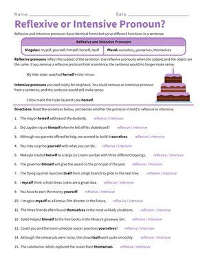 Reflexive Or Intensive Pronoun Interactive Worksheet Education