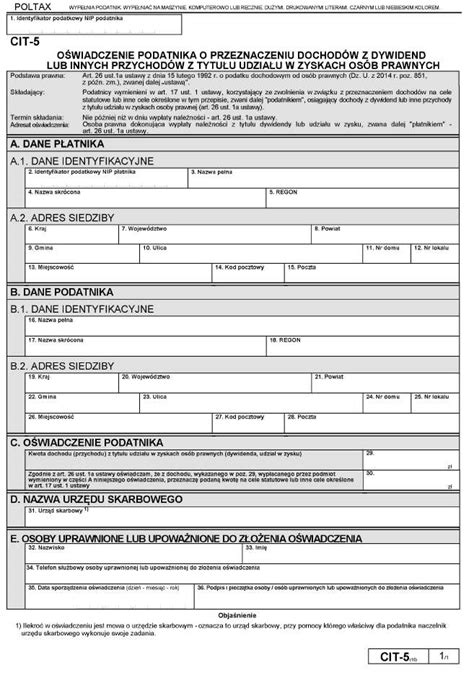 Nowe Wzory Formularzy CIT Od 1 Stycznia 2016 R Infor Pl