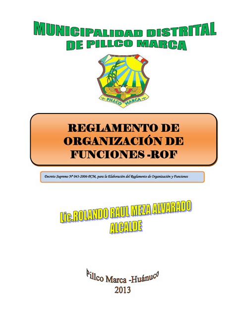 Pdf Reglamento De Organizaci N Y Funciones El Presente Reglamento