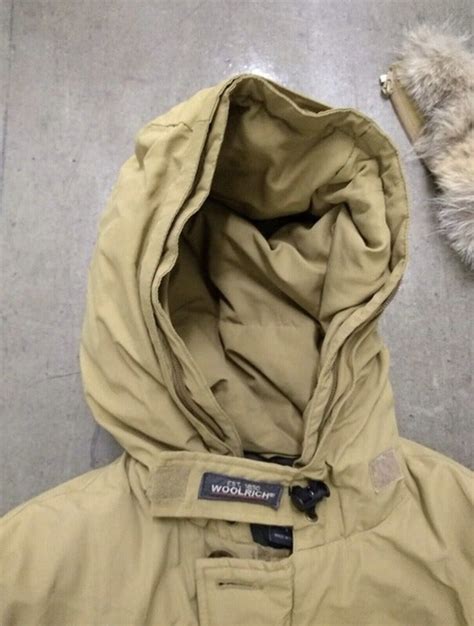 Woolrich Parka Jacket Coyote Fur Trim Hood Down Filled Mens Tan Arctic Coat Ebay