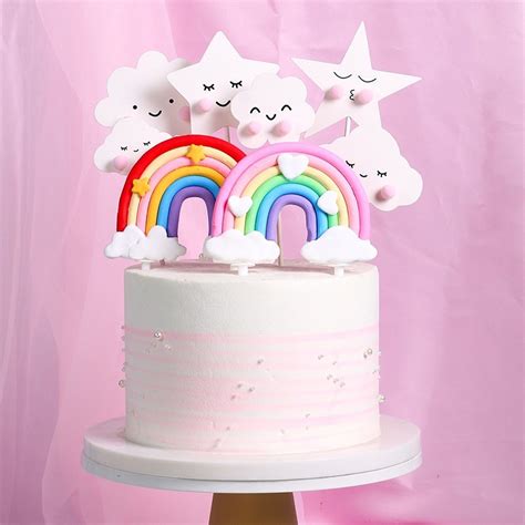 Jual Big Colorful Rainbow Clay Cake Topper Hiasan Kue Ulang Tahun