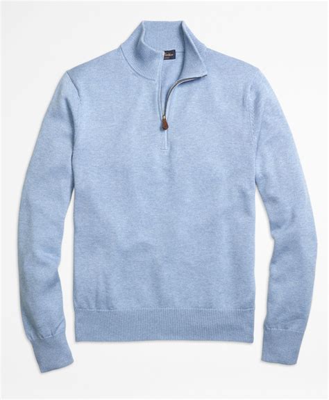 Lyst Brooks Brothers Supima Cotton Half Zip Sweater In Blue For Men