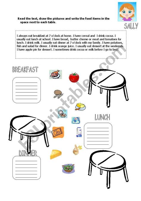 Reading Worksheet Food