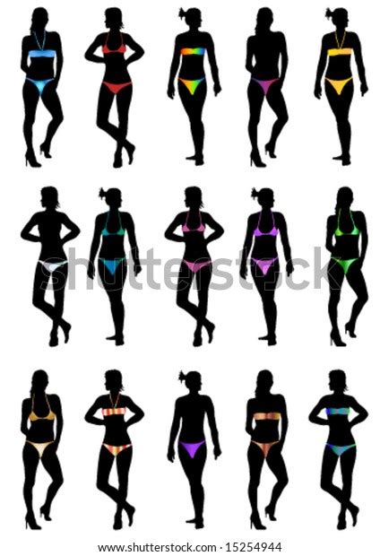 Bikini Girls Silhouette Vector Stock Vector Royalty Free