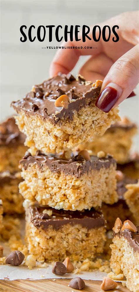 Scotcheroos Peanut Butter Crispy Bars Yellowblissroad