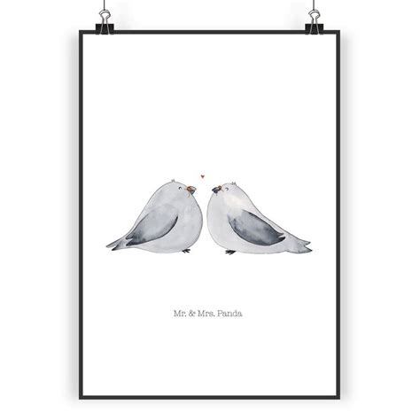 Mr And Mrs Panda Poster Din A4 Turteltauben Liebe Weiß Geschenk