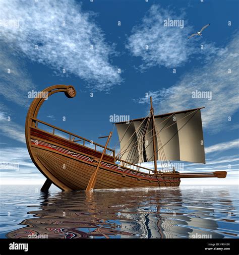 Ancient greek sailboat - 3D render Stock Photo - Alamy