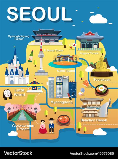 Map Of Seoul Royalty Free Vector Image Vectorstock