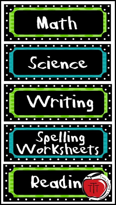 Printable Classroom Subject Labels