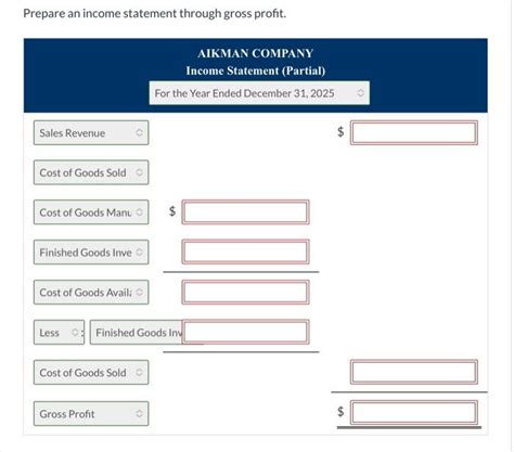 Solved Prepare An Income Statement Through Gross Profit