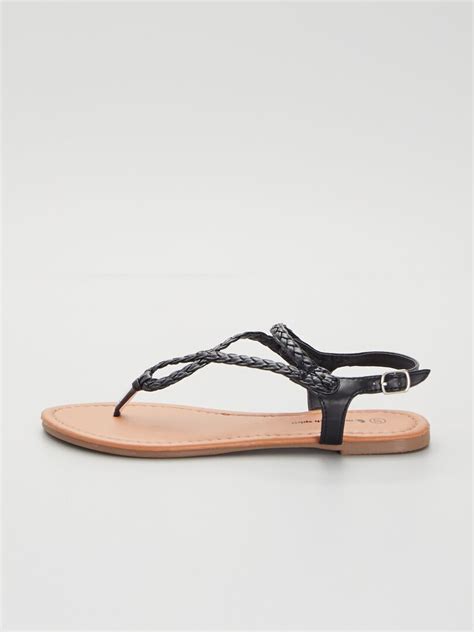 Sandalias Con Tiras Trenzadas Negro Kiabi