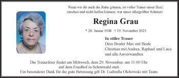 Traueranzeigen Von Regina Grau Franken Gedenkt De