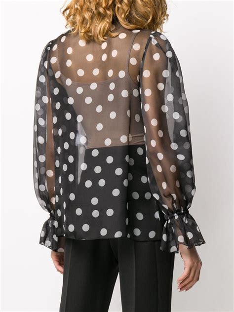 Dolce Gabbana Chiffon Polka Dot Blouse In Black Lyst