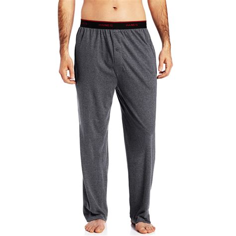 Hanes Mens Tagless Sleep Lounge Pants Solid Soft Knit Cotton With Fly