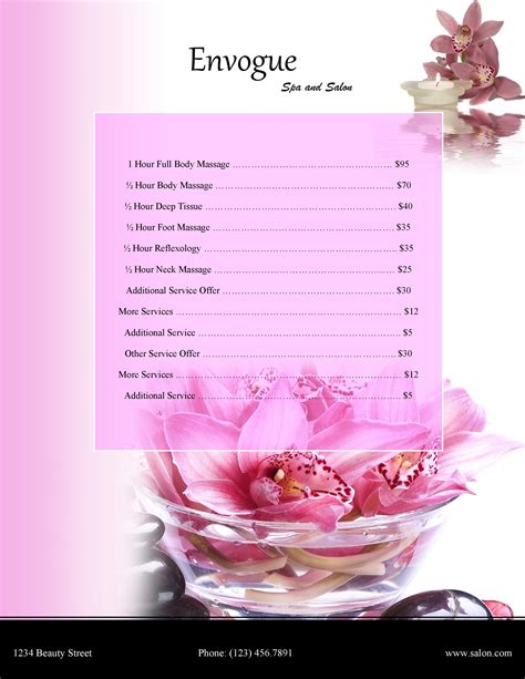 Free Editable Beauty Price List Template