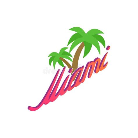 Miami Palm Logo Cartoon Style Stock Illustration Illustration Of