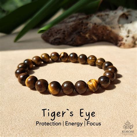 Tigers Eye Healing Bracelet Tiger Eye Gemstone Bracelet Gold Tiger