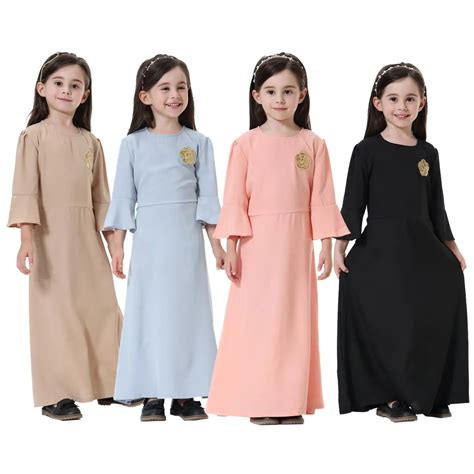 Abaya musulmana Linda para niños vestidos largos para niñas Maxi