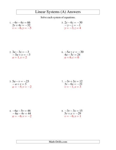 Systems Of Linear Equations Two Variables Including Negative Values A