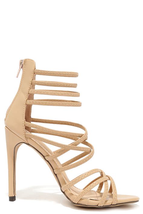 Sexy Nude Heels Caged Heels Dress Sandals