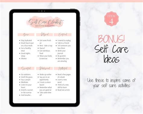 Self Care Planner Self Care Checklist Selfcare Journal Etsy Uk