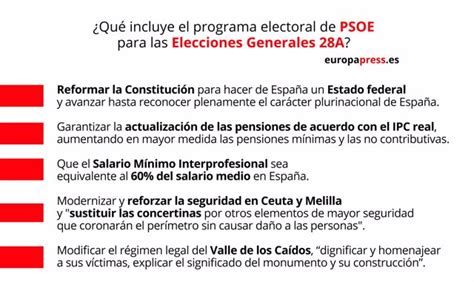 Elecciones 2019 Este Es El Programa Electoral Del PSOE Para El 28A