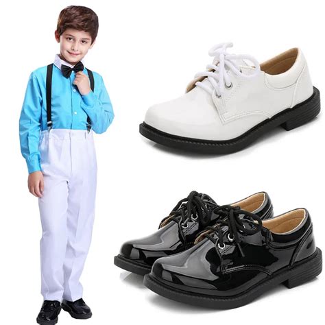 Flower Children Boys Black Patent Leather Dance Formal Dress Shoes For ...