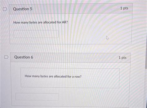 Solved How Many Bytes Are Allocated For Ar Question How Chegg