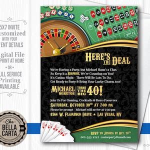 Casino Theme Invitation for Birthday Party, Casino/game Night ...