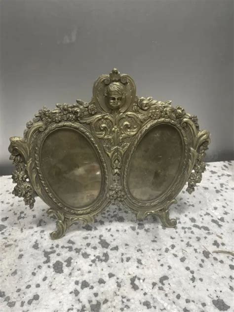 ANCIEN CADRE DOUBLE Porte Photo Ovale En Bronze Style Louis XVI