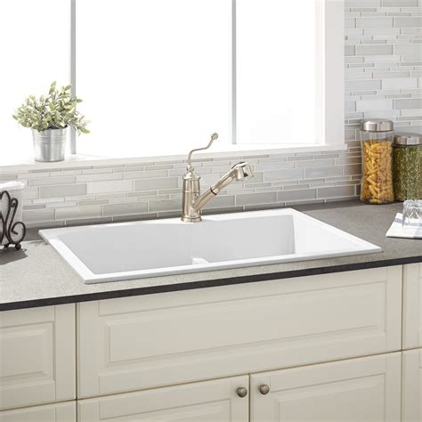 White Acrylic Kitchen Sink Drop In 33 Sink Lyons Style C 19 In X 33