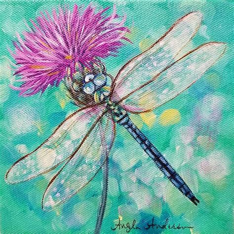 Dragonfly Thistle Acrylic Painting Tutorial LIVE Dragonfly Painting