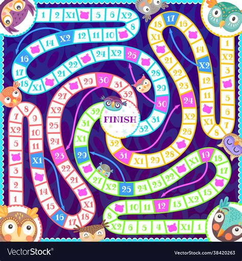 Kids riddle maze board game owls and owlets birds Vector Image