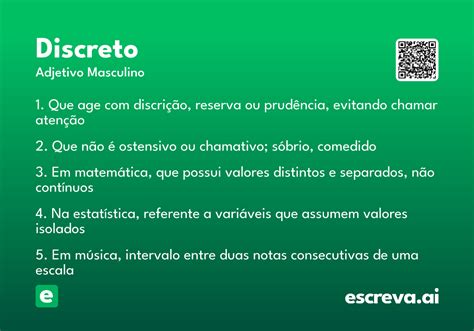 O Que Significa Discreto - Discreto - Significado e Sinônimo - escreva.ai