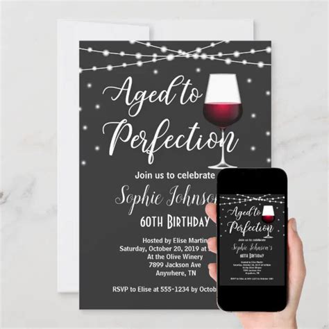 Aged To Perfection Wine Birthday Invitation Zazzle