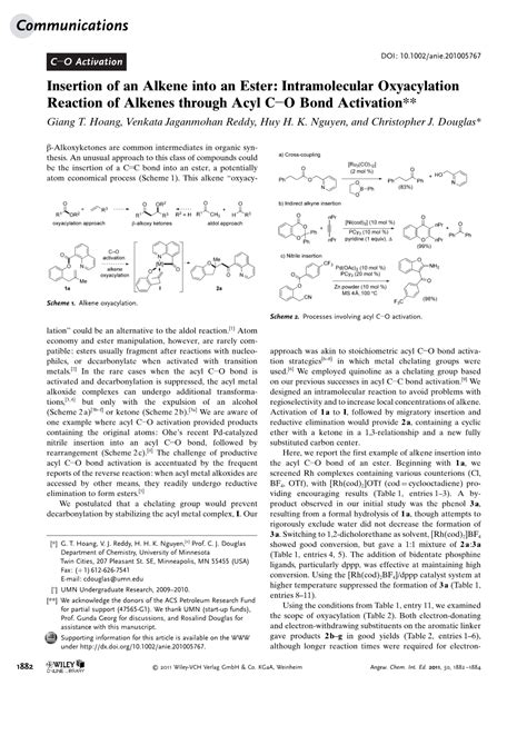 Insertion Of An Alkene Into An Ester Intramolecular Oxyacylation