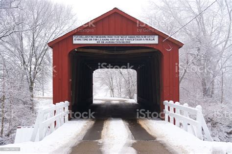 Red Covered Bridge Stock Photo Download Image Now Covered Bridge