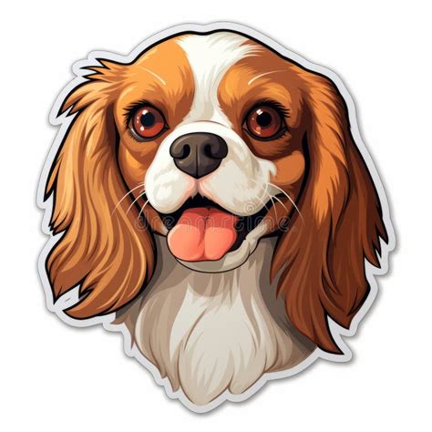 Colorful Cartoon Dog Sticker with King Charles Spaniel Face Stock ...