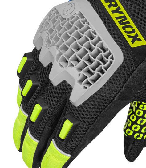 Rynox Gravel Dualsport Gloves Hi Viz Green Blue Moto Wilder