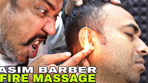 Ear Massage With Fire 🔥 Intense Head And Ear Massage By Asim Barber