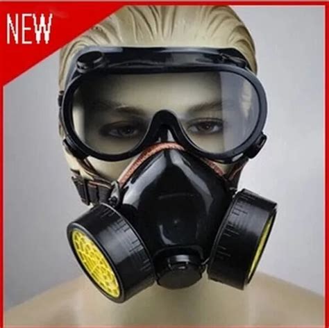 1pcs Double Gas Mask Chemical Gas Respirator Face Masks Filter Chemical Gas Protected Face Mask